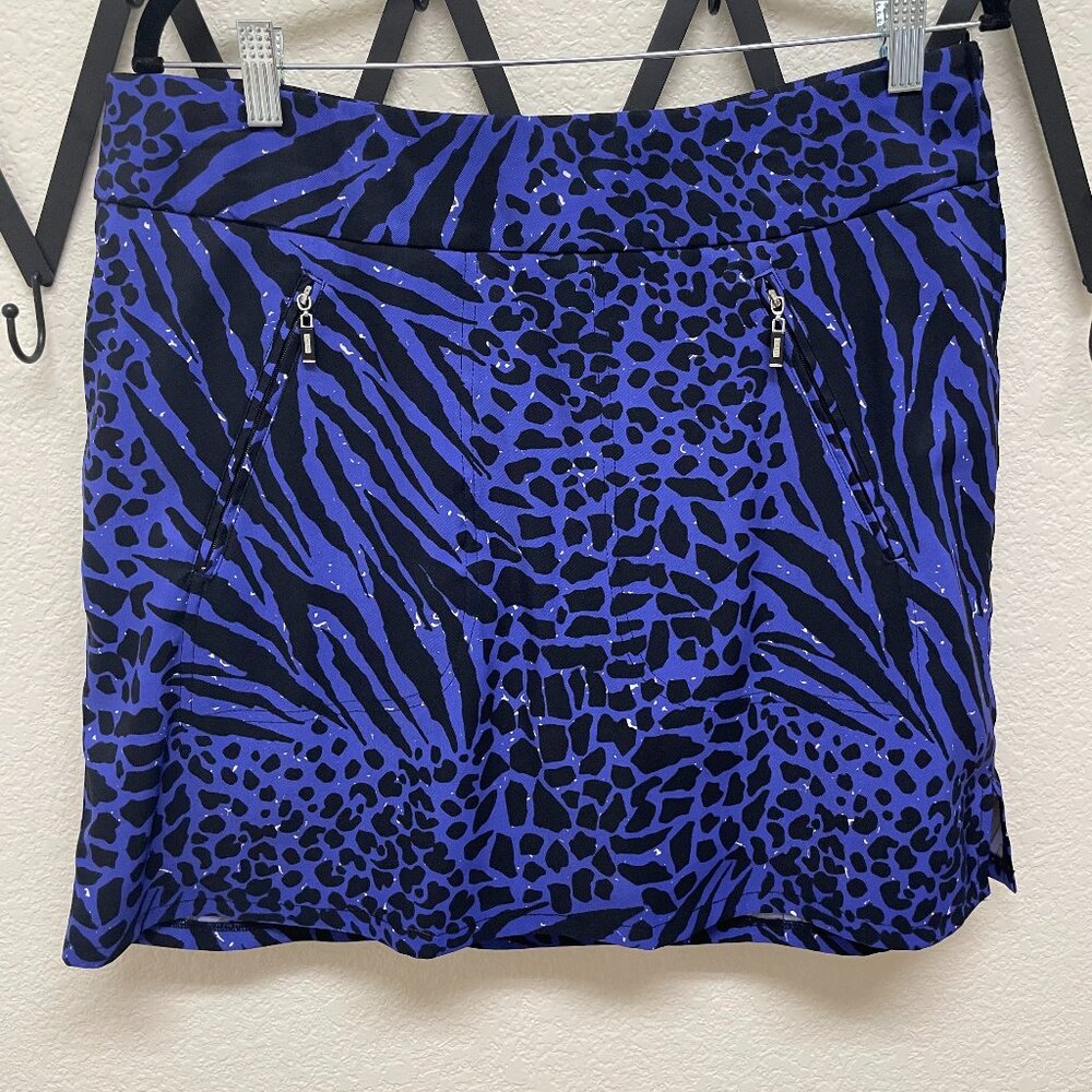 DNKY women's size 14, animal print 18" skort in Bahama Blue